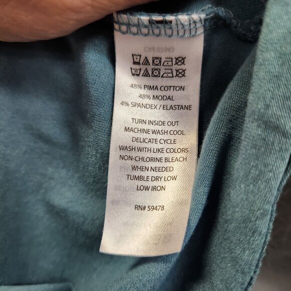 Tahari Long Sleeve Crew Neck Tee L/G Pima Cotton Modal Blend Blue 2257 - Picture 4 of 7